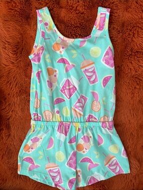 The Children's Place Mint Fruit & Drink Print Shorts Romper